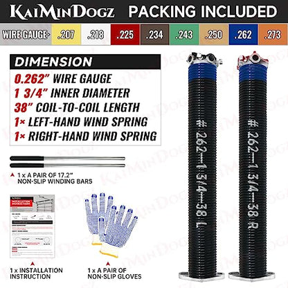 Pair of 1.75" Garage Door Torsion Springs Set with Non
