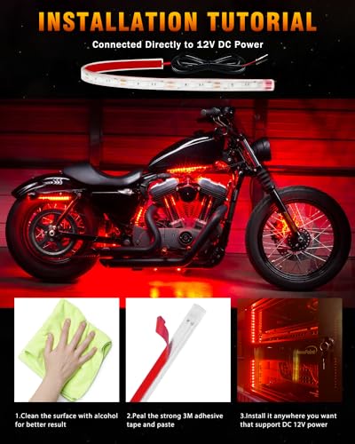 Red LED Underglow Strip Lights 12V 32CM IP67 for Car Golf Cart Pack of 6 (6 Count)