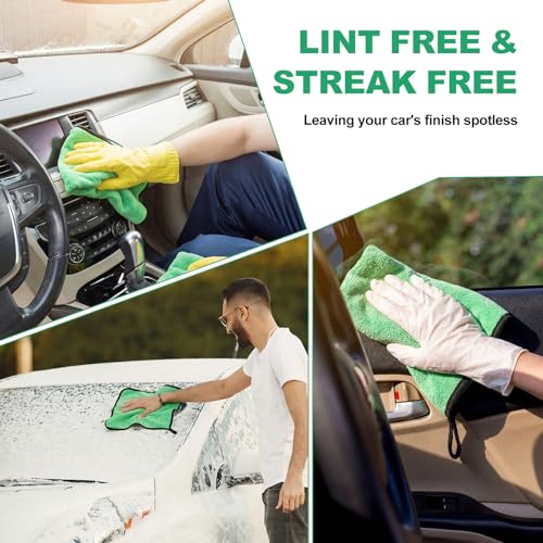 20 Pcs Microfiber Car Drying Towels Microfiber Cleaning Cloth 800 GSM Thick Plush Cleaning Dusting Cloth Auto Detailing Absorbent Towels Rags for Car Household Kitchen Window (20 Count)