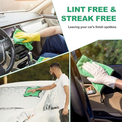 20 Pcs Microfiber Car Drying Towels Microfiber Cleaning Cloth 800 GSM Thick Plush Cleaning Dusting Cloth Auto Detailing Absorbent Towels Rags for Car Household Kitchen Window (20 Count)