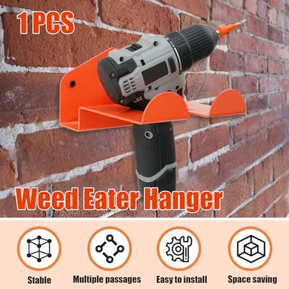 1 Pack Weed Eater Hanger Wall Mounted Weedeater Garage Trimmer Rack Heavy Duty Garden Tool Hanger Steel Weed Whackers Holder Organizer Hooks for Grass Garden Tools