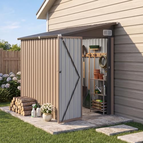 6x4 FT Lean to Outdoor Storage Shed with Sloping Roof