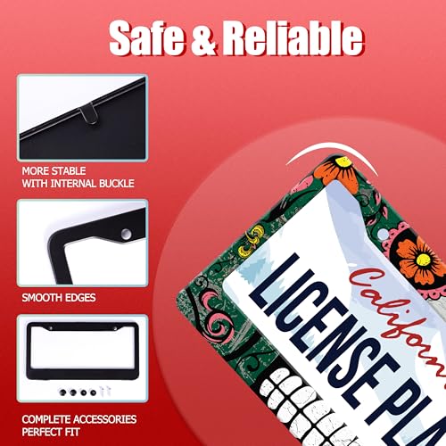 Mexico Flag Skull License Plate Frame Stainless Steel 2
