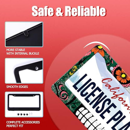 Mexico Flag Skull License Plate Frame Stainless Steel 2