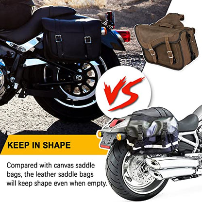 Naked Cowhide Leather Motorcycle Saddle Bags Throw Over Saddlebags (2 Count)
