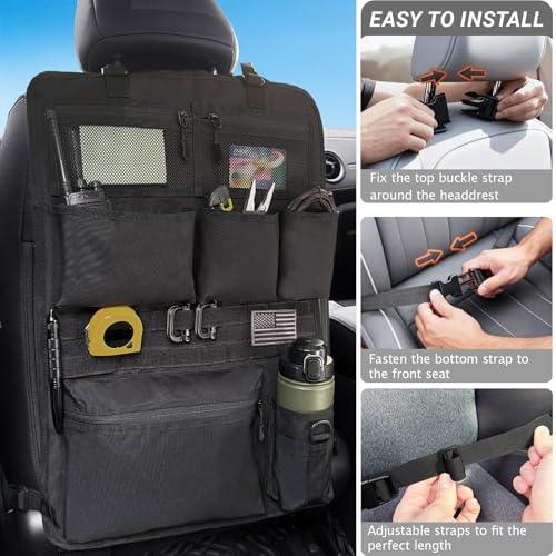 Tactical Car Seat Organizer with Multiple Pockets