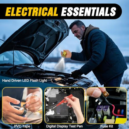 Car Roadside Emergency Kit with Jumper Cables Air Compressor