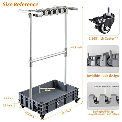 Broom mop holder cleaning supplies organizer janitorial carts on wheels housekeeping station storage tools for garage