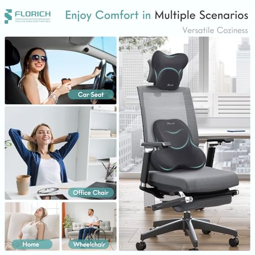 Car Lumbar Support Pillow and Neck Headrest Pillow for Office Chair