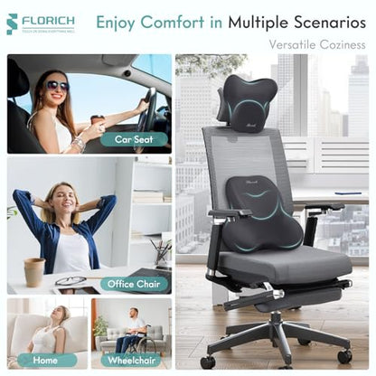 Car Lumbar Support Pillow and Neck Headrest Pillow for Office Chair