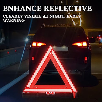 9 Pcs Warning Triangle Dot Approved Foldable Emergency Safety Triangles Reflective Road Safety Triangle with Carrying Case Heavy Base Roadside Warning Sign for Car Truck
