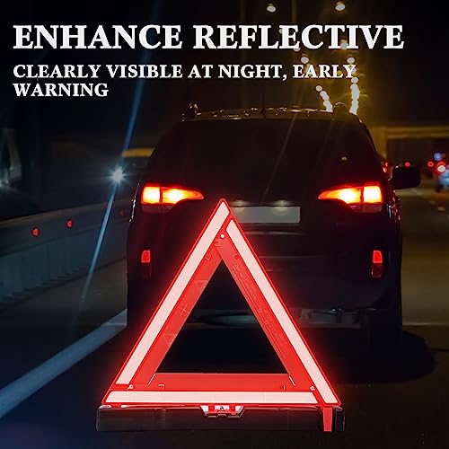 12 Pcs Warning Triangle Dot Approved Foldable Emergency Safety Triangles Reflective Road Safety Triangle with Carrying Case Heavy Base Roadside Warning Sign for Car Truck