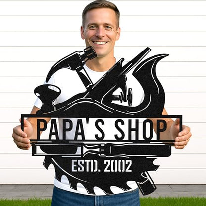 Custom Garage Workshop Metal Sign Personalized Tool Name Wall Art for Car Truck Mechanic Shop Decor Durable Steel Sign for Dad Husband Men’s Auto Workspace or Fence