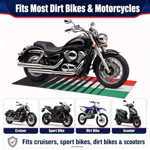 Motorcycle Mat Garage Floor Rug Washable Parking Mats for Garage Floors Non Slip Oil Absorbent Pad Rubber Backing Layer Protects Floor
