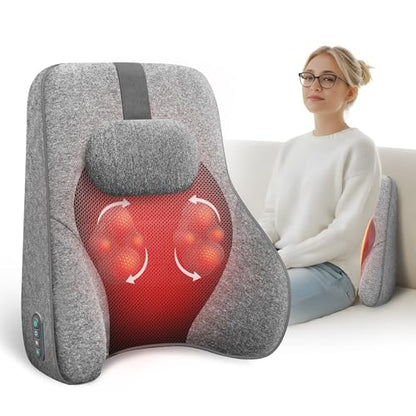 Lumbar Support Pillow for Office Chair with 4 Shiatsu Massage Heads & Heat