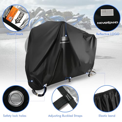 Motorcycle Cover Waterproof Outdoor All Weather Protection Black