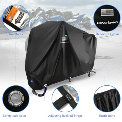 Motorcycle Cover Waterproof Outdoor All Weather Protection Black