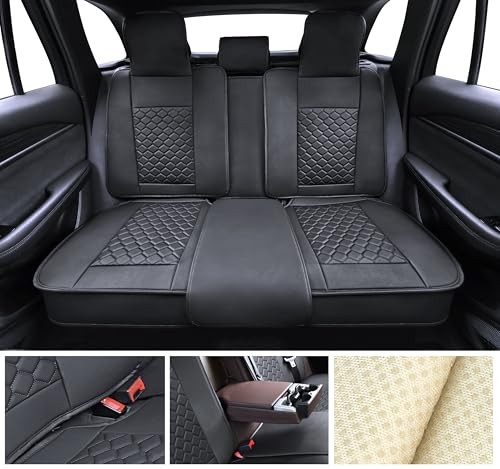 Car Seat Cover Full Set Leather Waterproof Front Rear Black