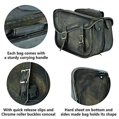 Motorcycle Saddle Bags Genuine Leather Motorcycle Luggage Bag For Softails Sportsters and Choppers