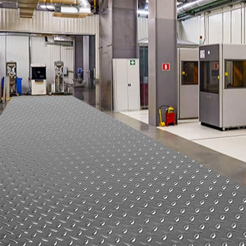 7.5Ft x 17Ft Rubber Flooring Mats 1.6mm Diamond Plate Flooring Roll