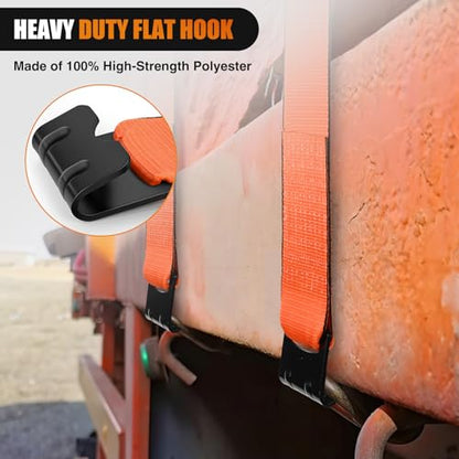Truck Straps 4" x 30' Heavy Duty Tie Down with Flat Hooks (2 Count)
