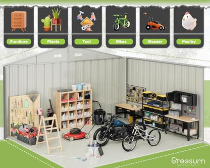 10x8FT Outdoor Storage Shed Utility Tool Shed Gray