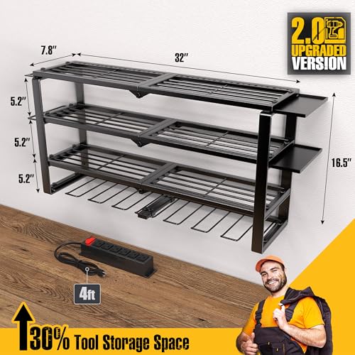 420LB Capacity Power Tool Organizer with Charging Station & 6 Outlets