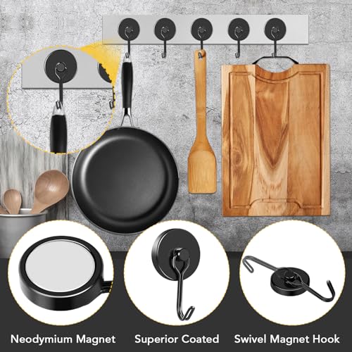 Magnetic Hooks 12 Pack 120Lbs Heavy Duty Neodymium Magnet Hook