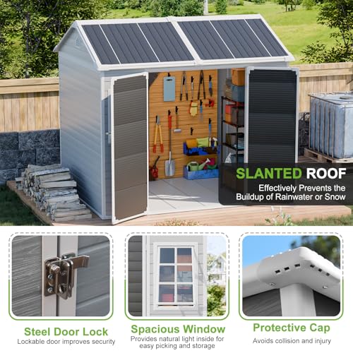 8x6 FT Resin Storage Shed with Floor Windows and Vents