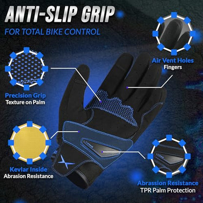 Breathable Motorcycle Gloves for Men with TPR & Kevlar Palm Protection Hard Knuckles Touchscreen