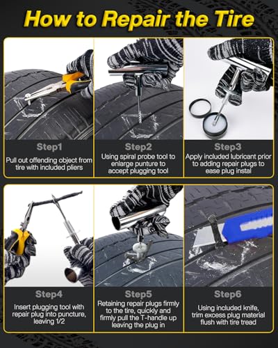 Tire Repair Kit with Portable Air Compressor