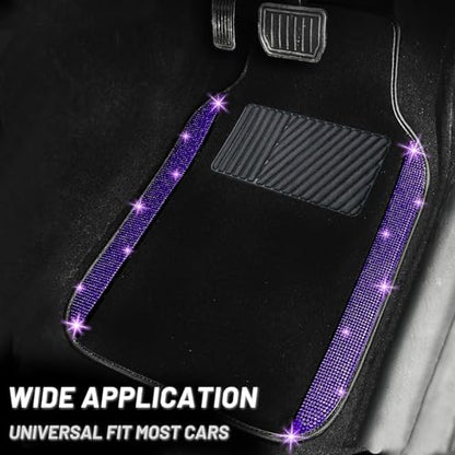 Bling Car Floor Mats Full Set and Steering Wheel Cover