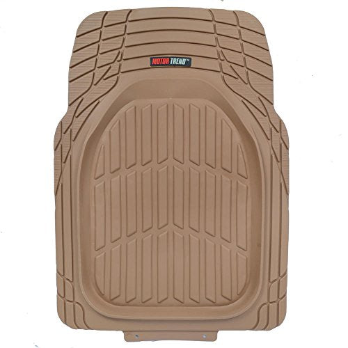 Beige Heavy Duty Front & Rear Rubber Floor Mats Universal Liners for Car SUV Van & Truck