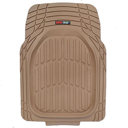 Beige Heavy Duty Front & Rear Rubber Floor Mats Universal Liners for Car SUV Van & Truck
