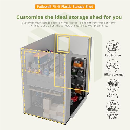 6X4 FT Plastic Outdoor Storage Shed with Floor