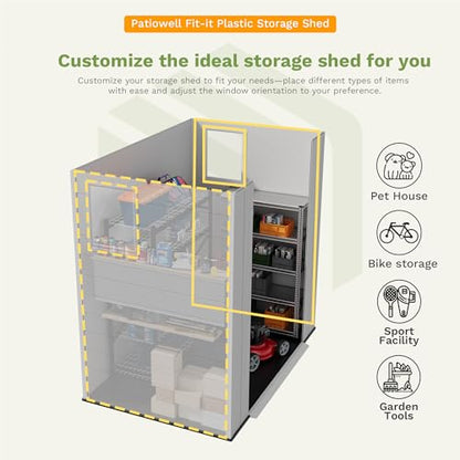 6X4 FT Plastic Outdoor Storage Shed with Floor