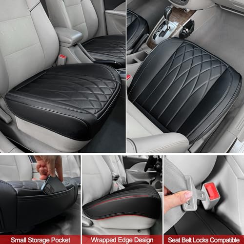 2 Pack Black Leather Front Bottom Car Seat Covers (2 Count)