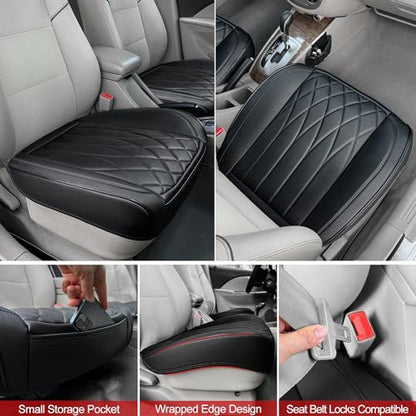 2 Pack Black Leather Front Bottom Car Seat Covers (2 Count)
