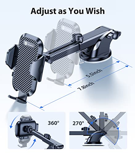 2026 Ultimate Sturdy Car Phone Holder [Upgraded 95+LBS Strongest Suction] Universal Long Arm Cellphone Mount for Car Dashboard Windshield Vent Truck Boat for iPhone 17 16 Pro Max & Android