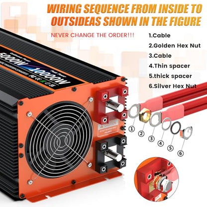 5000 Watt Pure Sine Wave Power Inverter 12V DC to 110V 120V Converter for Family RV Off Grid Solar System Car with Type