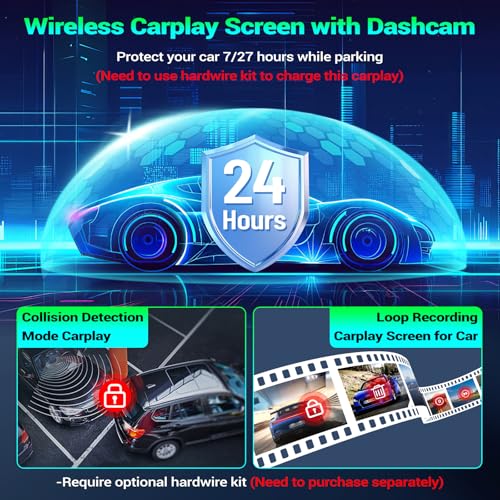 7" Portable Car Screen with Dual Dash Cam
