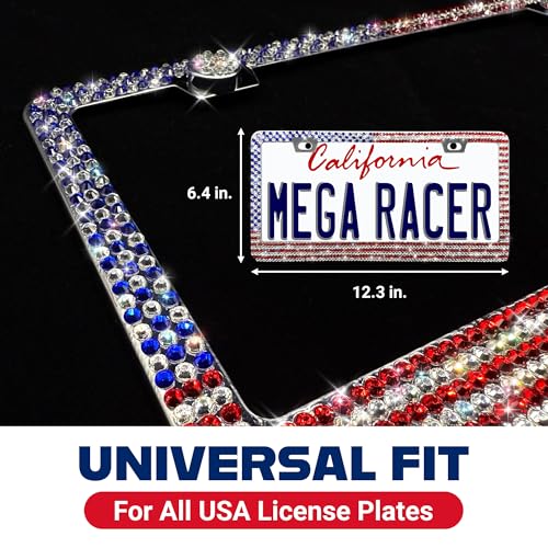 Patriotic USA American Flag Bling License Plate Frame for Women