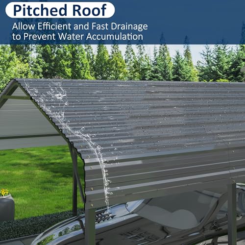 12x20 FT Metal Carport Canopy with Reinforced Base