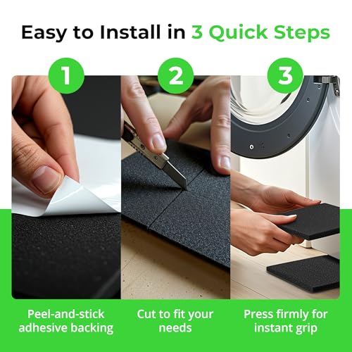 Anti Vibration Pads Furniture Pads Self Stick Versatile Adhesive Foam Rubber Pads Sheets for Appliances and Furniture (8 Count)