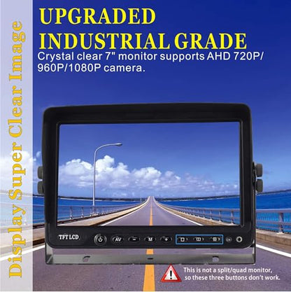 AHD 1080P 7" Reverse Rear View Backup Camera System