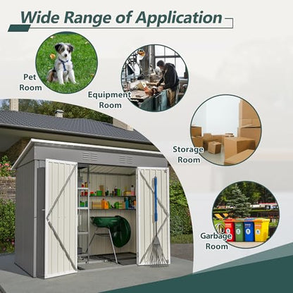 4'x8' Metal Shed Outdoor Storage Shed