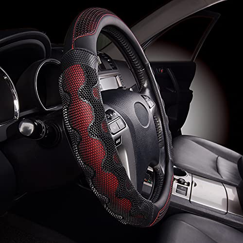 car Steering Wheel Cover Faux Leather Massage Universal fit 3D Honeycomb Hole Anti