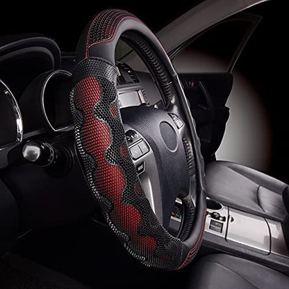 car Steering Wheel Cover Faux Leather Massage Universal fit 3D Honeycomb Hole Anti