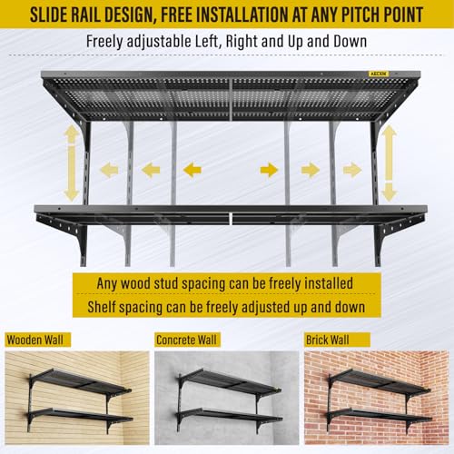 2 Tier 1.3x4ft Garage Shelving Wall Mounted (2 Count)