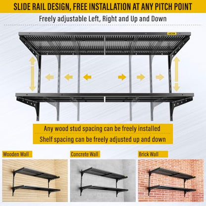 2 Tier 1.3x4ft Garage Shelving Wall Mounted (2 Count)